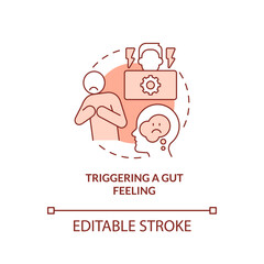 Triggering gut feeling red concept icon. Unhealthy environment. Toxic workplace sign abstract idea thin line illustration. Isolated outline drawing. Editable stroke. Arial, Myriad Pro-Bold fonts used