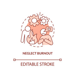 Neglect burnout red concept icon. Feeling incompetent. Type of burnout abstract idea thin line illustration. Isolated outline drawing. Editable stroke. Arial, Myriad Pro-Bold fonts used