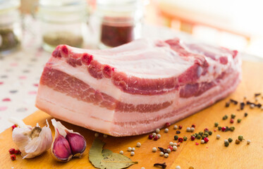 fresh piece of lard ready for salting