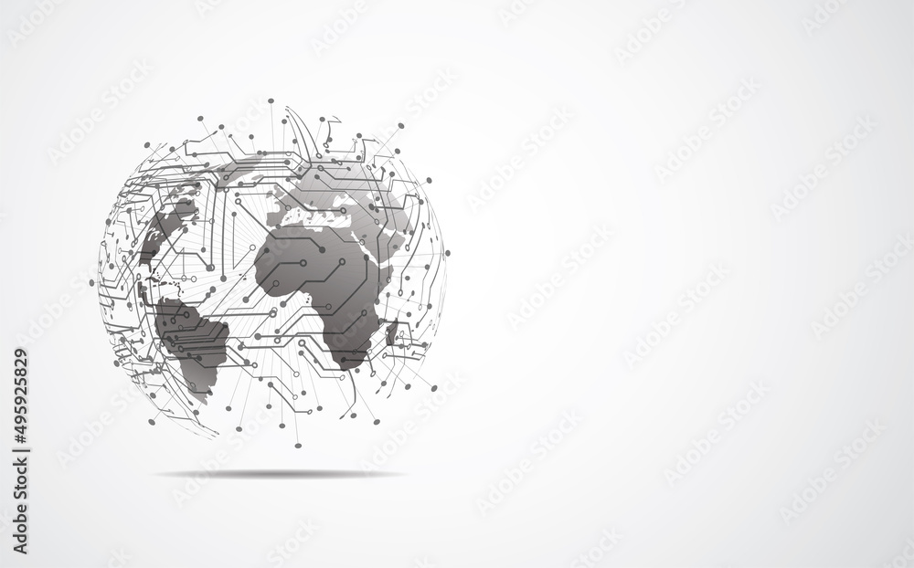 Aufkleber global network connection. world map point and line composition concept of global business. vector i