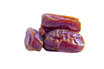 Stack of date fruits isolated on white background