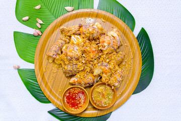 Stir Fried crayfish or mantis shrimps with garlic and seafood sauce