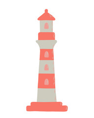 Vector lighthouse in gentle colors isolated on the white background