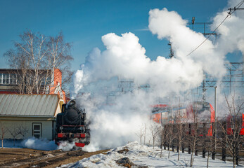 steam train in the mountains