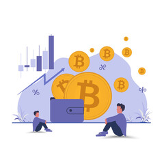 Bitcoin Blockchain Concept trading, and making investments for bitcoin, Crypto banner for advertising Crypto presentation, tend chart in Vector, illustration