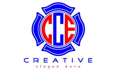 CCE three letters circle monogram initial geometric curves logo design, vector template