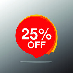 sale discount banner template vector. 25% off sale banner . red color sale banner 