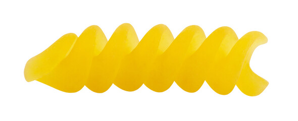 Fusilli doppia rigatura, raw pasta one close-up, isolated on white background with clipping path.