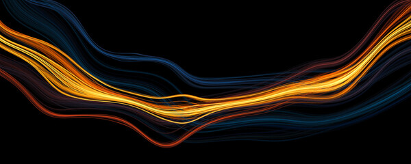 Abstract wavy thin blue orange line background