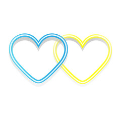 Ukraine flag icon in the shape of heart. Save Ukraine concept. Vector Ukrainian symbol, icon, button.