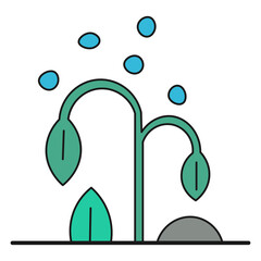 Watering small plant sprout color ecological icon