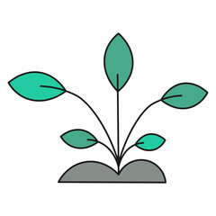 Houseplant sprout bush color ecological icon isolated