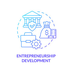 Entrepreneurship development blue gradient concept icon. Cultural heritage conservation strategy abstract idea thin line illustration. Isolated outline drawing. Myriad Pro-Bold font used
