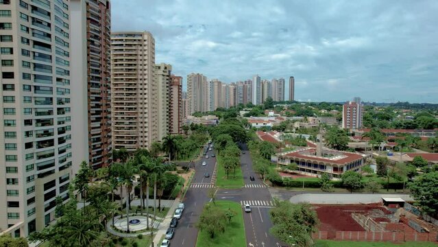 Ribeir&atilde;o Preto S&atilde;o Paulo Brazil - Circa march, 2022: Avenida Professor Jo&atilde;o Fi&uacute;za, the most famous avenue in Ribeir&atilde;o Preto, S&atilde;o Paulo Brazil