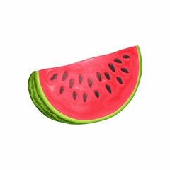 Watermelon. A piece of ripe watermelon. Sliced red ripe watermelon. Vector illustration isolated on a white background