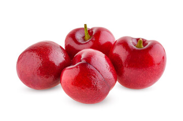 Cherries red on white background.