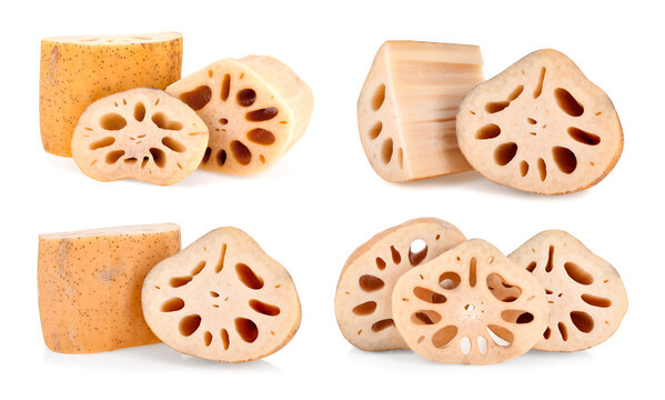 Lotus root isolated on white background