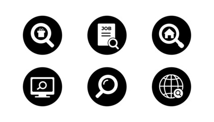 Set of vector with search icon on simple white background.
