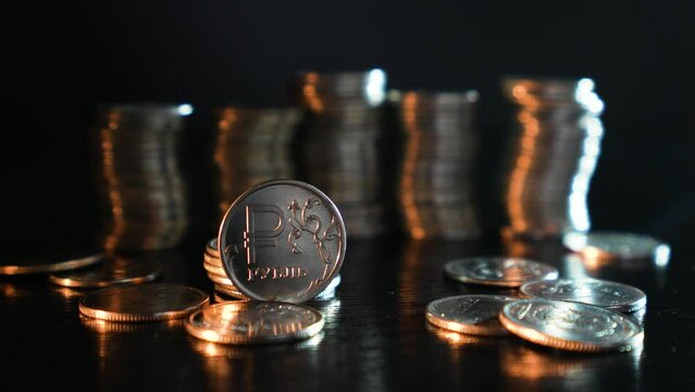 Russian ruble. Metal coin. Russian currency