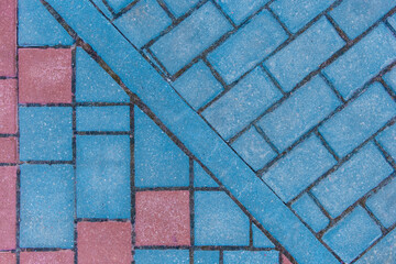 Gray sidewalk tile street stone city road abstract urban pattern color red blue pink design texture...