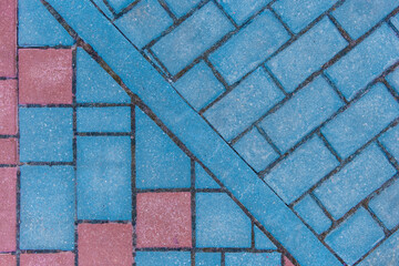 Gray sidewalk tile street stone city road abstract urban pattern color red blue pink design texture paving background