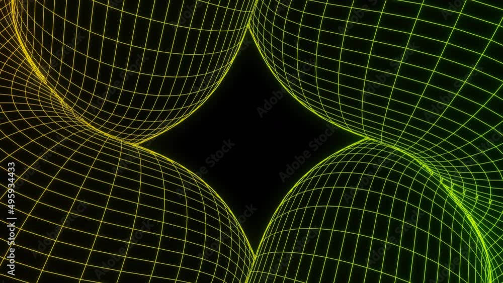 Aufkleber grid with 3d shapes on black background. design. grid figure in computer retro style. retro mesh mov