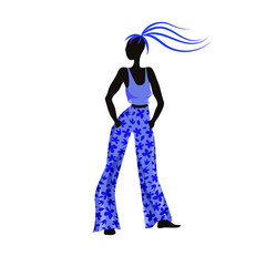 Figure of a woman model in summer clothes.  Fashion illustration. Vector image.