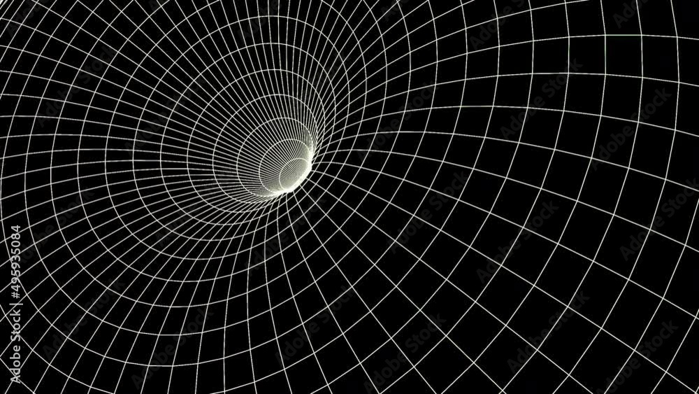 Aufkleber black background.design.the white and red grid creates a tunnel in abstraction and moves forward.