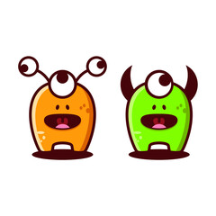 Cute monster logo isolated on white background