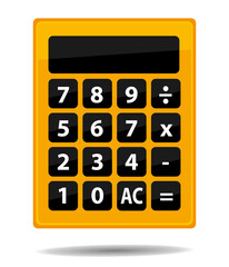 Orange calculator. Vector icon with shadow.