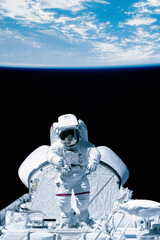 Astronaut and spaceship. Elements of this image furnished by NASA.