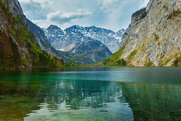 Fototapeta na wymiar Obersee - mountain lake in Alps. Bavaria, Germany