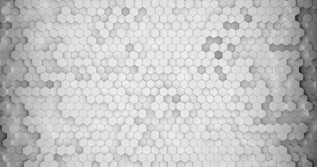 3d white background with honeycomb cells random height