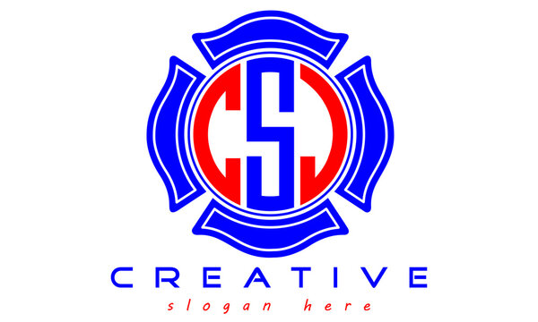 three letters  CSJ circle monogram initial geometric curves logo design