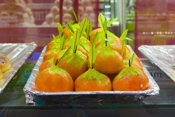 Fotobehang Sicilian fruits marzipan in the shape of mandarines © Lindasky76
