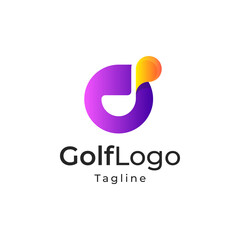 Vector Logo Illustration Golf Gradient Colorful Style.