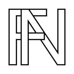 Logo sign, fn nf icon, nft fn interlaced letters f n