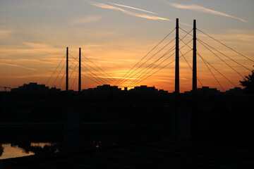 Fototapeta na wymiar sunset sundown bridge sky view