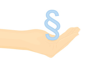 hand holding paragraph, concept of justice, lawyer, legal services- vector illustration