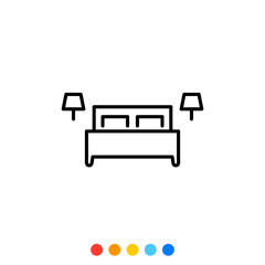 King size bed icon, Vector and Illustration.
