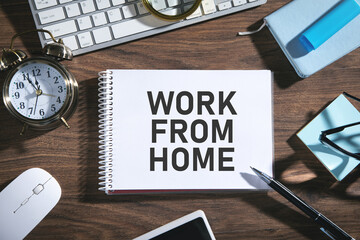 Work From Home text with a business objects.