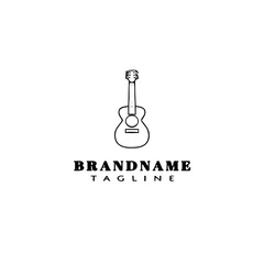 guitar logo cartoon black icon design isolated vector illustration