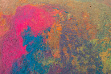 Abstract colorful Happy Holi background. Indian Holi festival of colours. Colorful powder explosion.