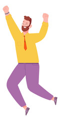Fototapeta premium Happy jumping man. Joyful person. Victory celebration