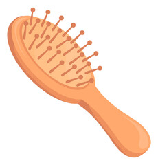 Wooden bristle brush. Natural hair care tool