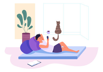 Boy using smartphone at home. Kid digital addiction