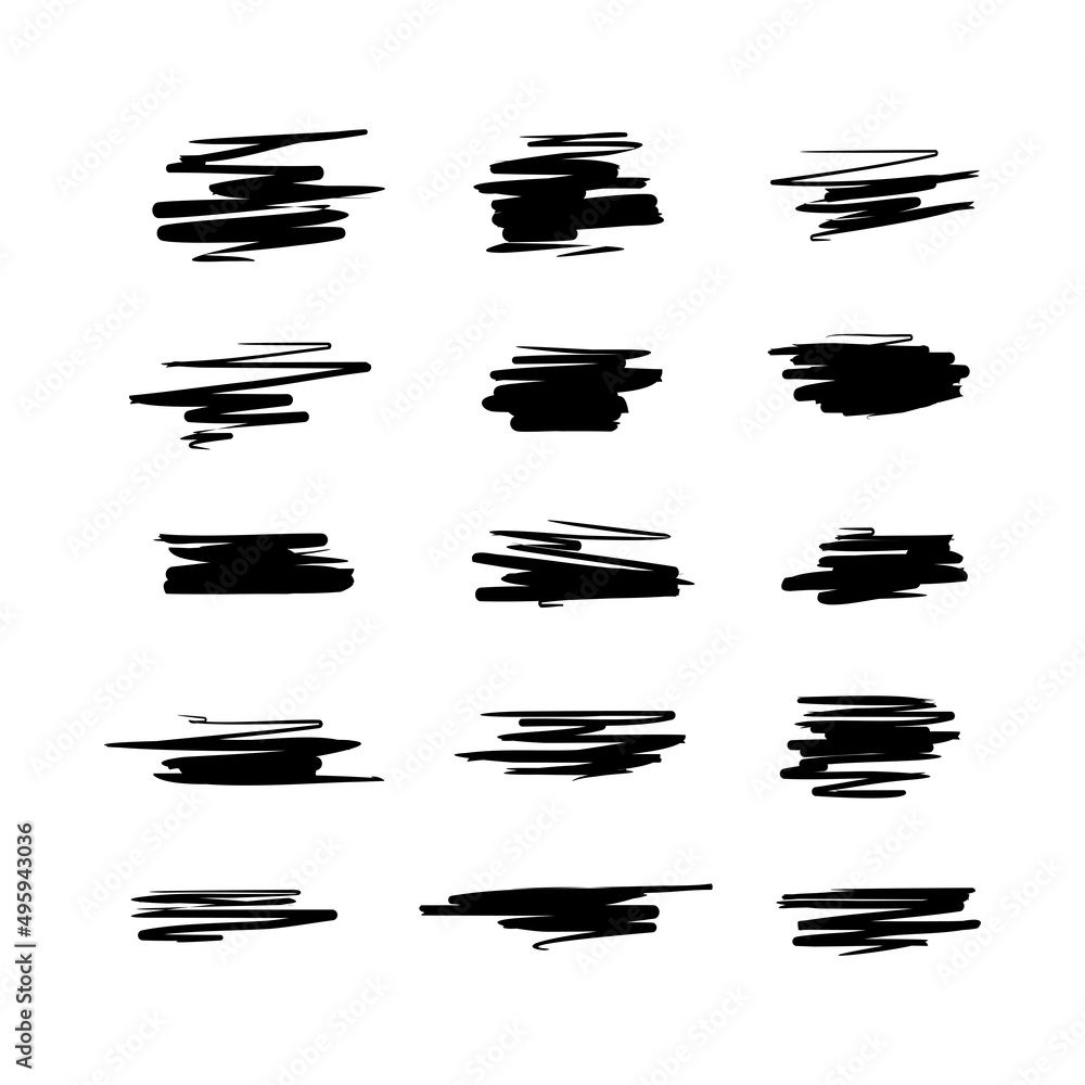 Poster set of abstract ink scribble shape vector