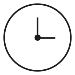 Clock icon. Thin black line time symbol