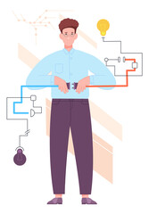 Man solving problem. Innovative thinking. Idea realization