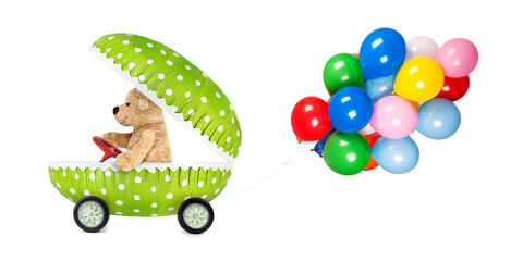 Osterbote mit Luftballons